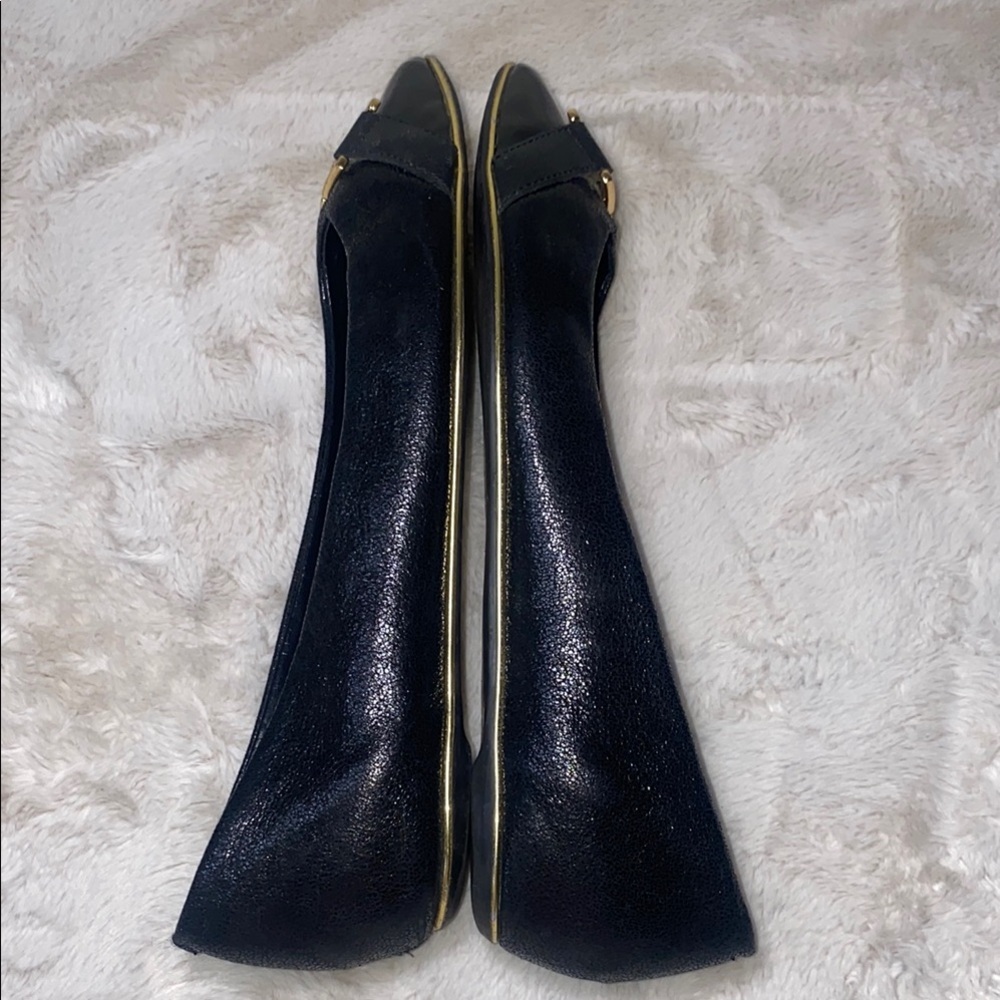 Black and Gold Ballet Flats with Pointed Toe - Picture 6 of 9